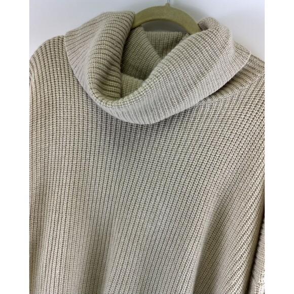 Autumn Cashmere Cowl Neck Sweater Knit Beige Faux Suede Elbow Patch Womens XL - Picture 4 of 11